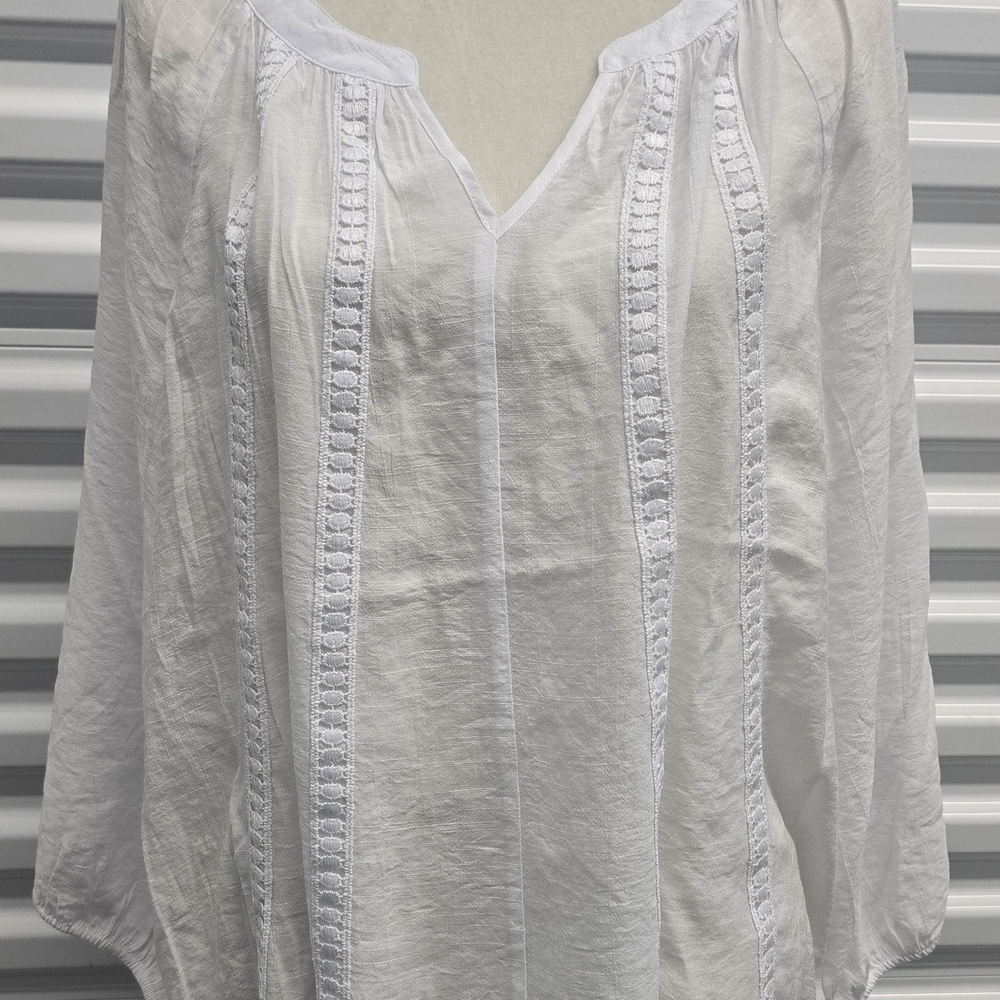 Counterparts White Blouse with Lace Detail